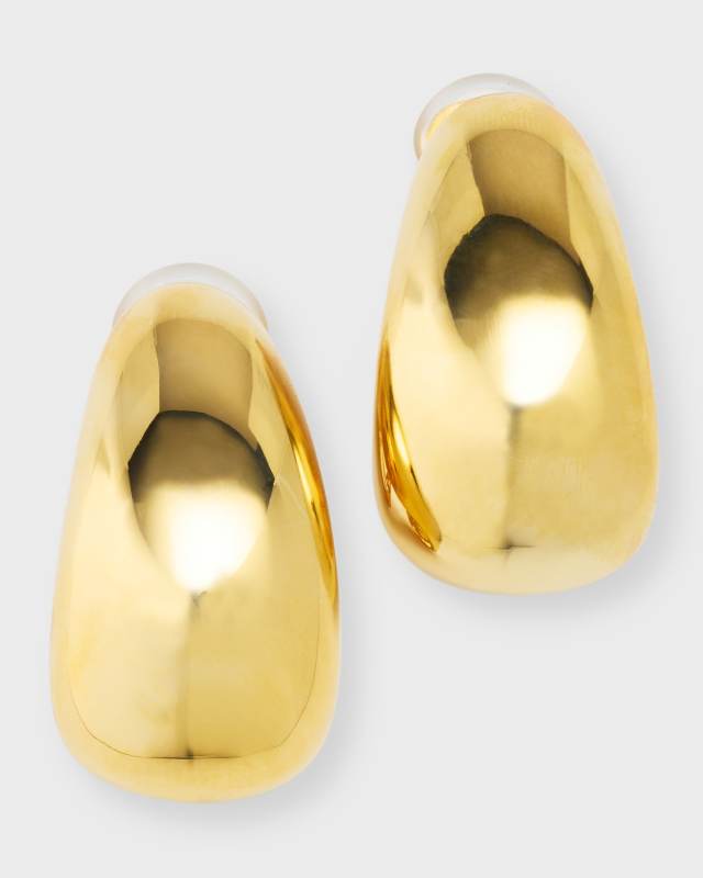 Polished Gold Long Tapered Clip-On Hoop Earrings